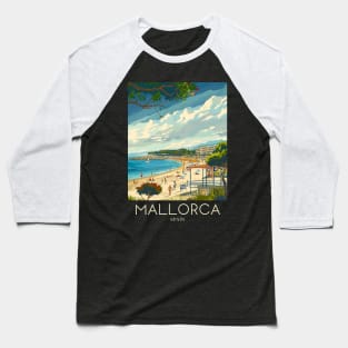 A Pop Art Travel Print of Mallorca - Spain Baseball T-Shirt